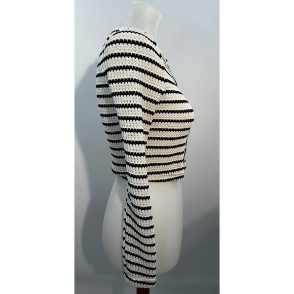 Cotton Emporium Striped Knit Crop Cardigan Button Front Nordstrom XS NWT - Picture 4 of 6